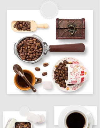 咖啡豆咖啡杯工具高清psd样机素材