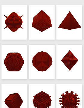 红色皮质异型3D立体建模设计素材