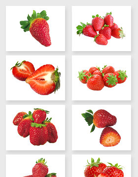 秀色可餐的红色鲜艳草莓免抠图设计素材