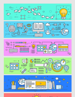 扁平化线性插图矢量图