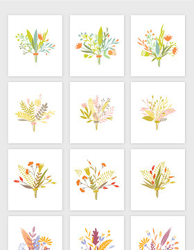 矢量手绘装饰花卉植物