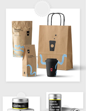 咖啡袋包装设计贴图样机素材