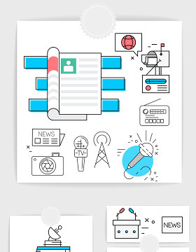 矢量极简线条新闻媒体元素