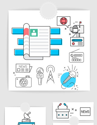 矢量极简线条新闻媒体元素