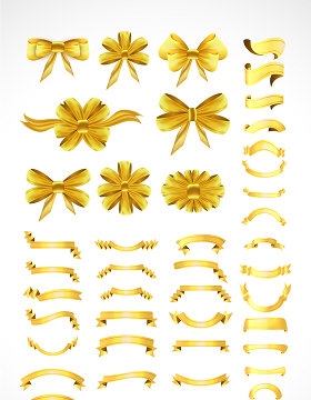 金色蝴蝶结金色标签框素材