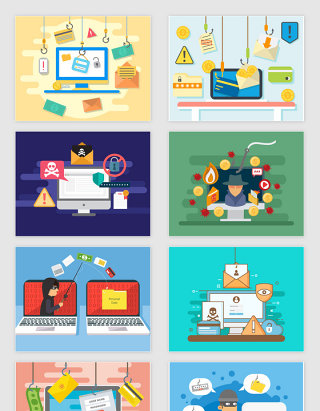 矢量卡通网络黑客犯罪插图