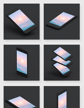 全黑色系多角度苹果iphone手机样机