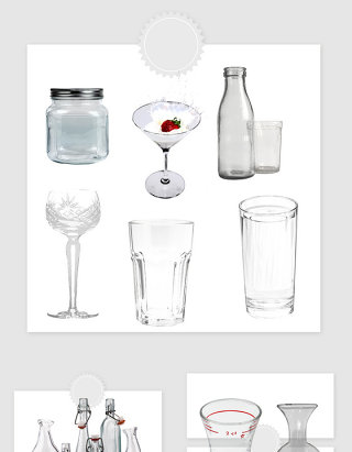 高清免抠透明玻璃杯玻璃瓶