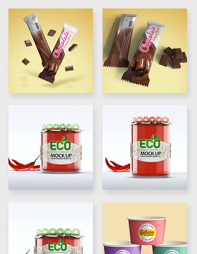 零食巧克力辣椒酱食品包装设计贴图样机