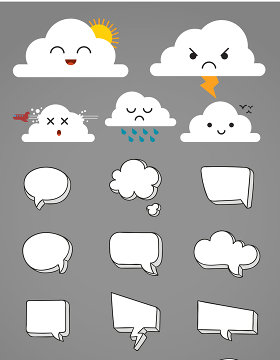 云朵表情对话框矢量图标