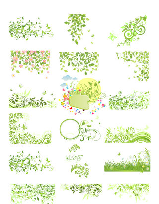 春季绿色花纹设计矢量素材