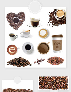 高清免抠咖啡咖啡豆素材