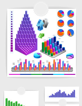 矢量立体PPT数据统计图标