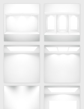 白色空房子灯光模型的矢量素材