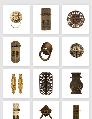 复古铜锁门锁PNG免抠素材