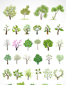 春天树木矢量图形图标