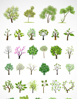 春天树木矢量图形图标
