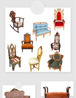 高清免抠欧式古典椅子沙发素材