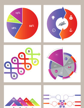 橙紫系列PPT数据矢量图标图形