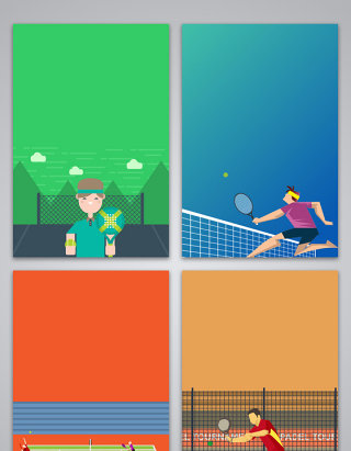 卡通网球运动设计背景图
