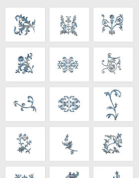 高清免抠蓝色装饰植物花纹饰品