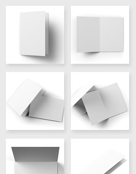 白色空白二折页模板样机素材