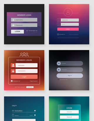渐变半透明APP用户登陆界面UI设计素材