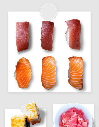 红烧肉生鱼片寿司卷肉片实物图形
