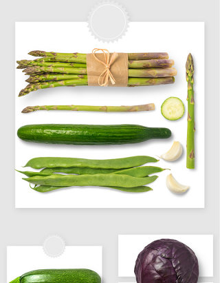 高清绿色健康蔬菜芦笋黄瓜PSD元素