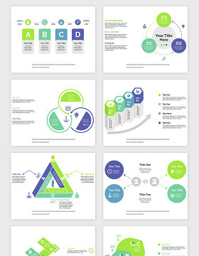 绿色主题PPT报表类矢量素材