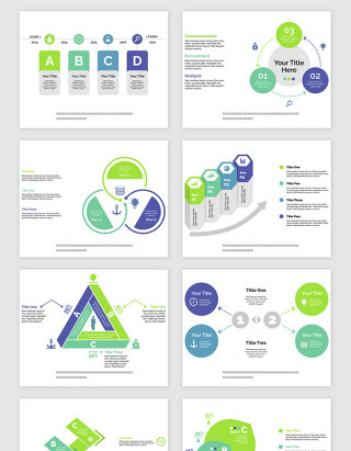 绿色主题PPT报表类矢量素材