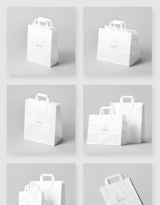 白色购物纸袋设计智能贴图样机素材