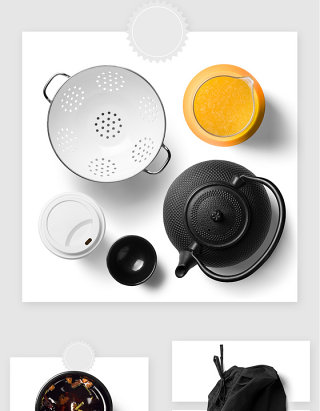 厨房餐具茶壶杯子高清贴图PSD素材