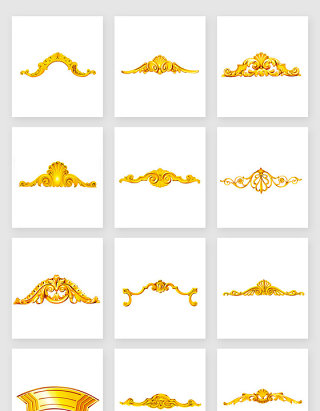 高清免抠黄金欧式装饰花纹
