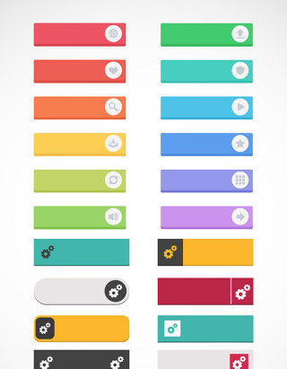 彩色网页按钮时尚图标素材