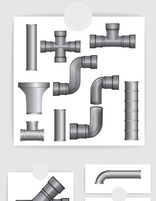 矢量深色金属水管管道