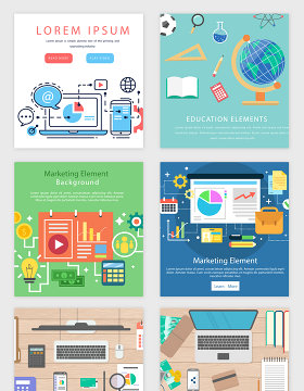 学习办公桌面文具矢量素材