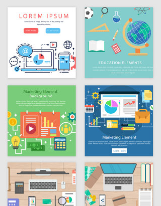 学习办公桌面文具矢量素材