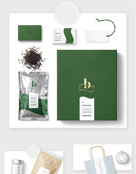 茶业品牌VI包装设计贴图样机素材