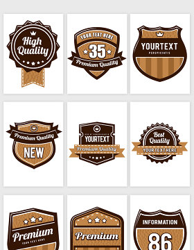 棕色咖啡色品质徽章标签矢量素材