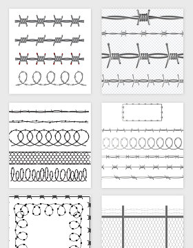 直线铁丝网的围栏矢量素材