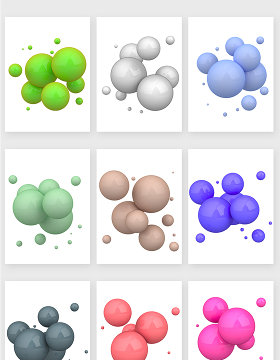 3D不透明球体多色彩材质设计素材