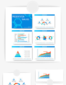 ppt蓝色图表矢量元素素材