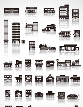线性建筑城市建筑剪影