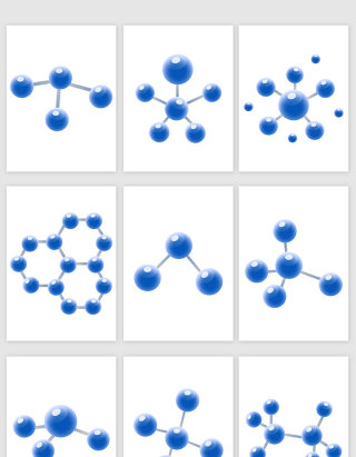 蓝色科技线条分子结构矢量素材