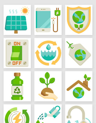 地球日绿色环保图标矢量素材