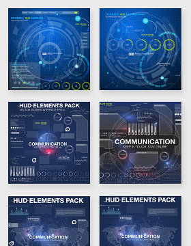 科技大屏数据可视化矢量素材