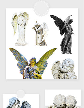 高清免抠天使雕像素材