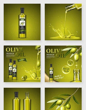 高清矢量橄榄油产品海报设计元素素材