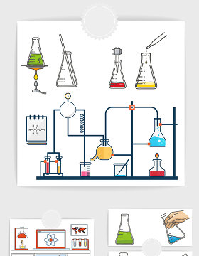 矢量卡通科学实验元素